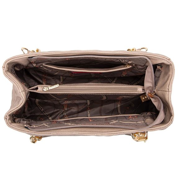 Tan Chain-Strap Holiday Shoulder Satchel - Picture 6 of 6